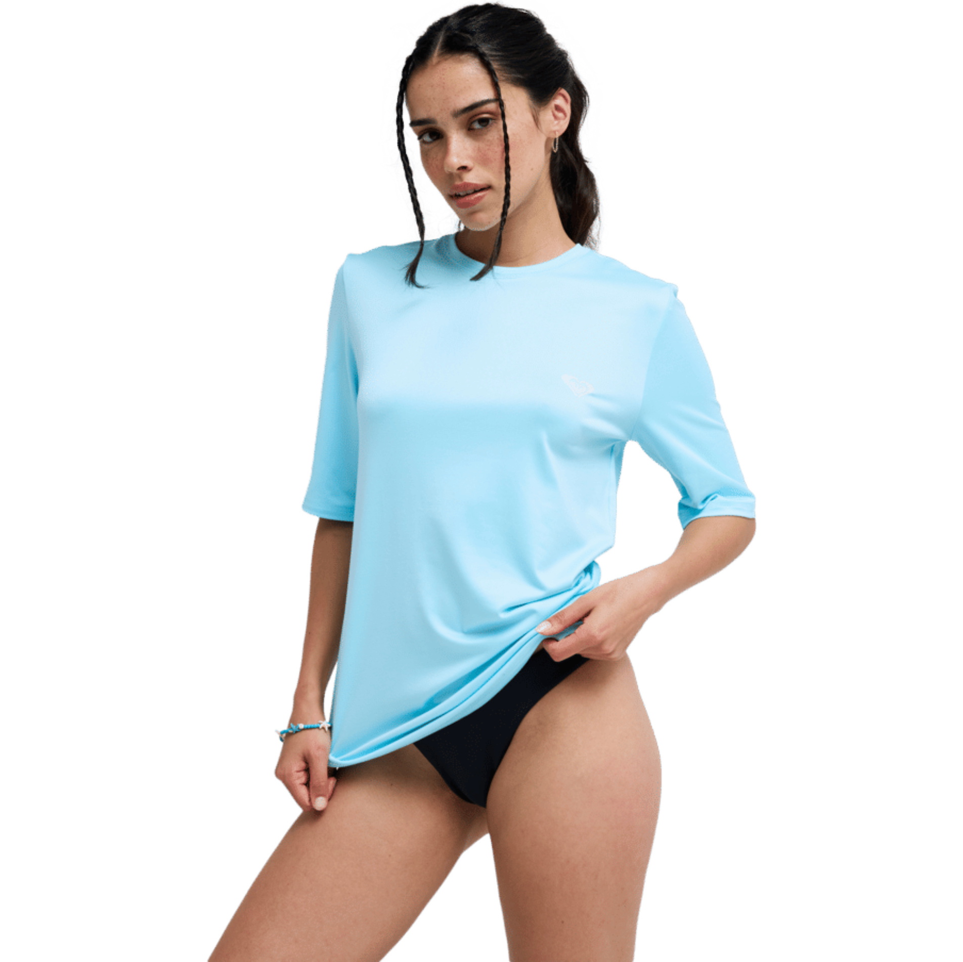 2026 Roxy Happy Waves Kortærmet Lycra-top Til Kvinder ERJWR03913 - Tanager Turquoise